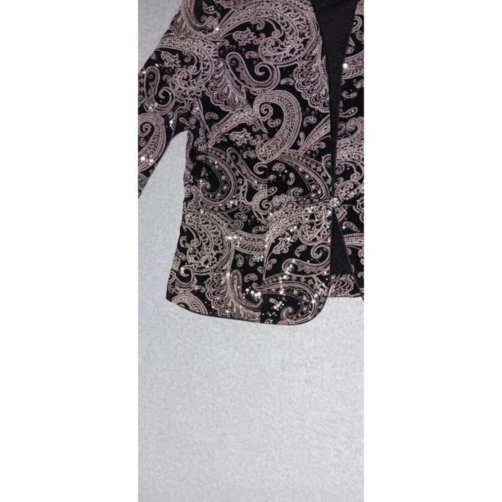 Alex Evenings Petite Sequin Blazer Jacket Womens Size XLP Black And White... - Picture 6 of 11